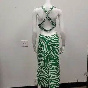 Topshop | Dresses | Topshop Cutout Midi Dress Size 6 Green And White Zebra  Print | Poshmark